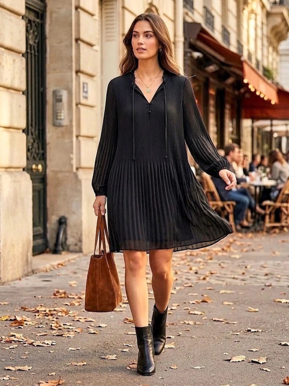 Joe Fresh Pleated Mini Dress in Black Size Medium Like New
